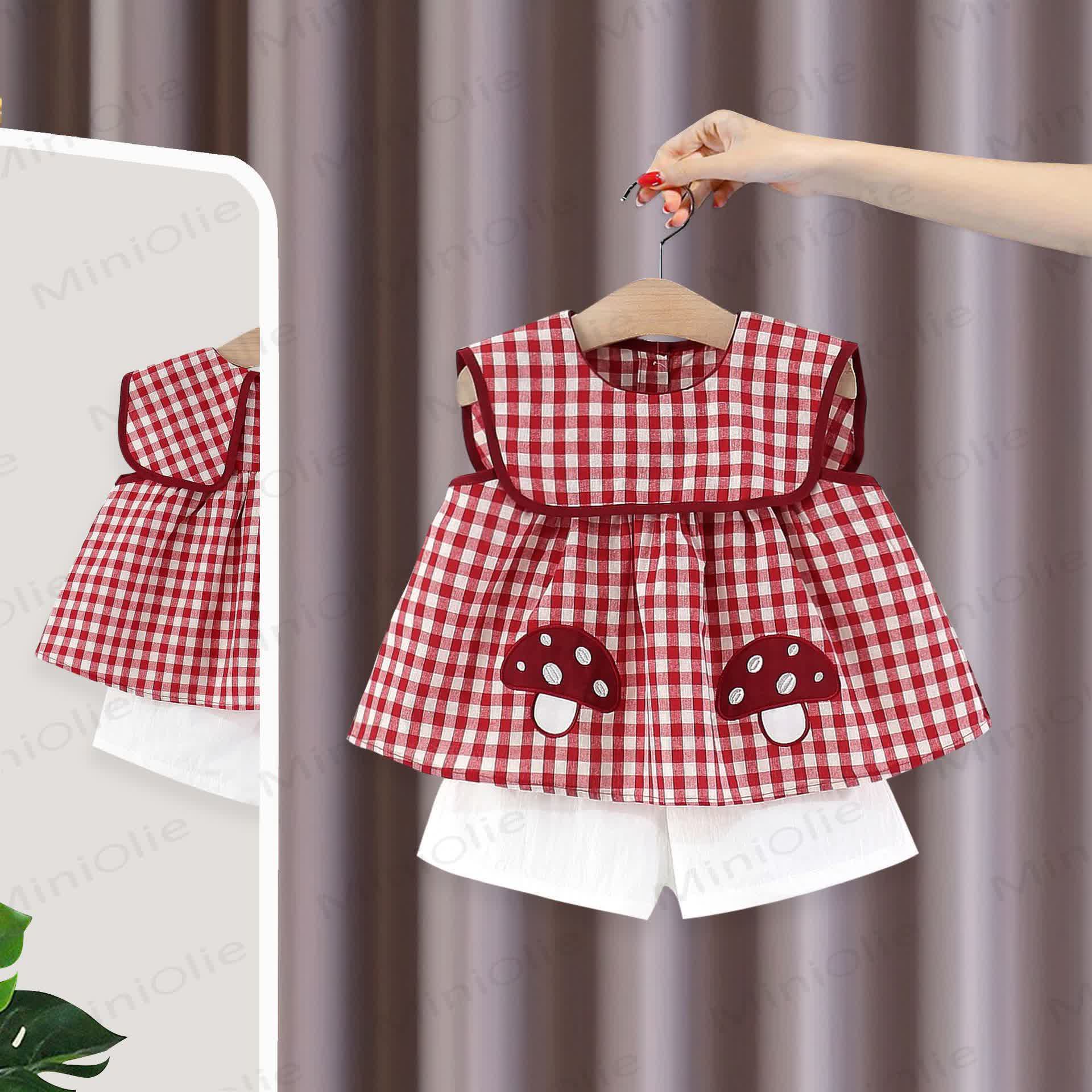 Baby Gingham Tank Top and Shorts Set - Red - 3-4T - image 1