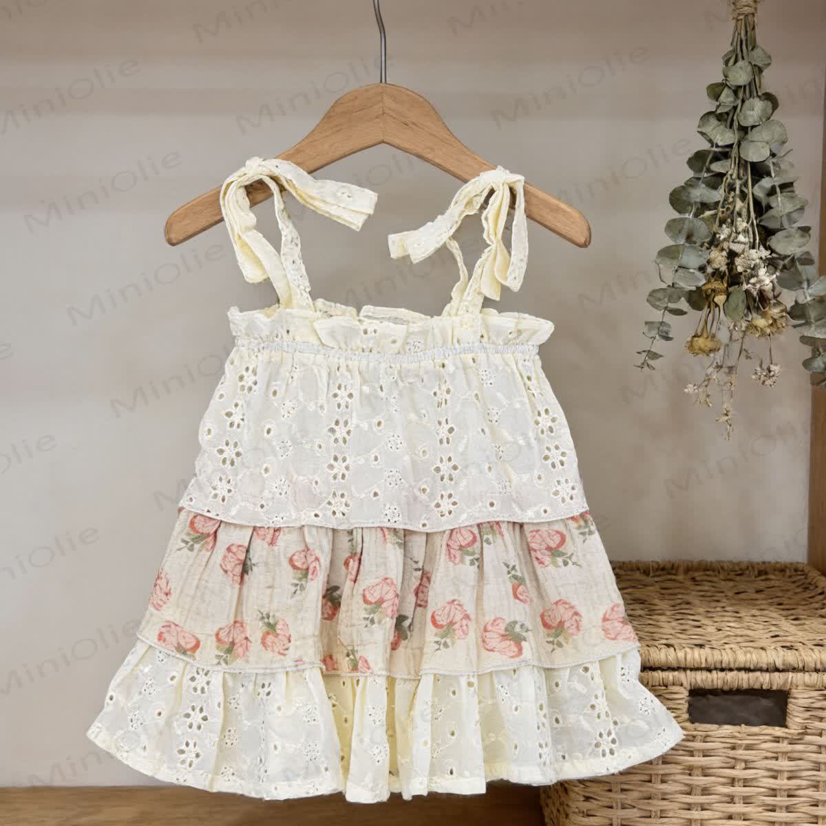 Toddler Girls Floral Cotton Sleeveless Bow Dress - image 1