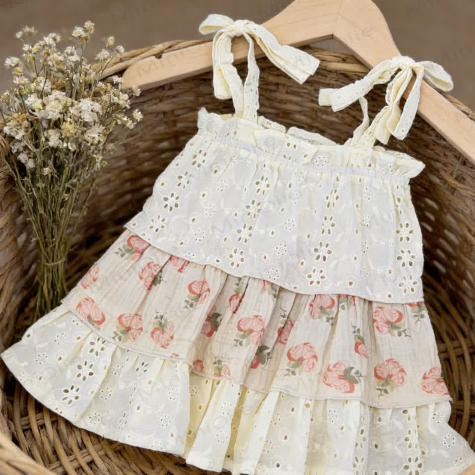 Toddler Girls Floral Cotton Sleeveless Bow Dress - image 3