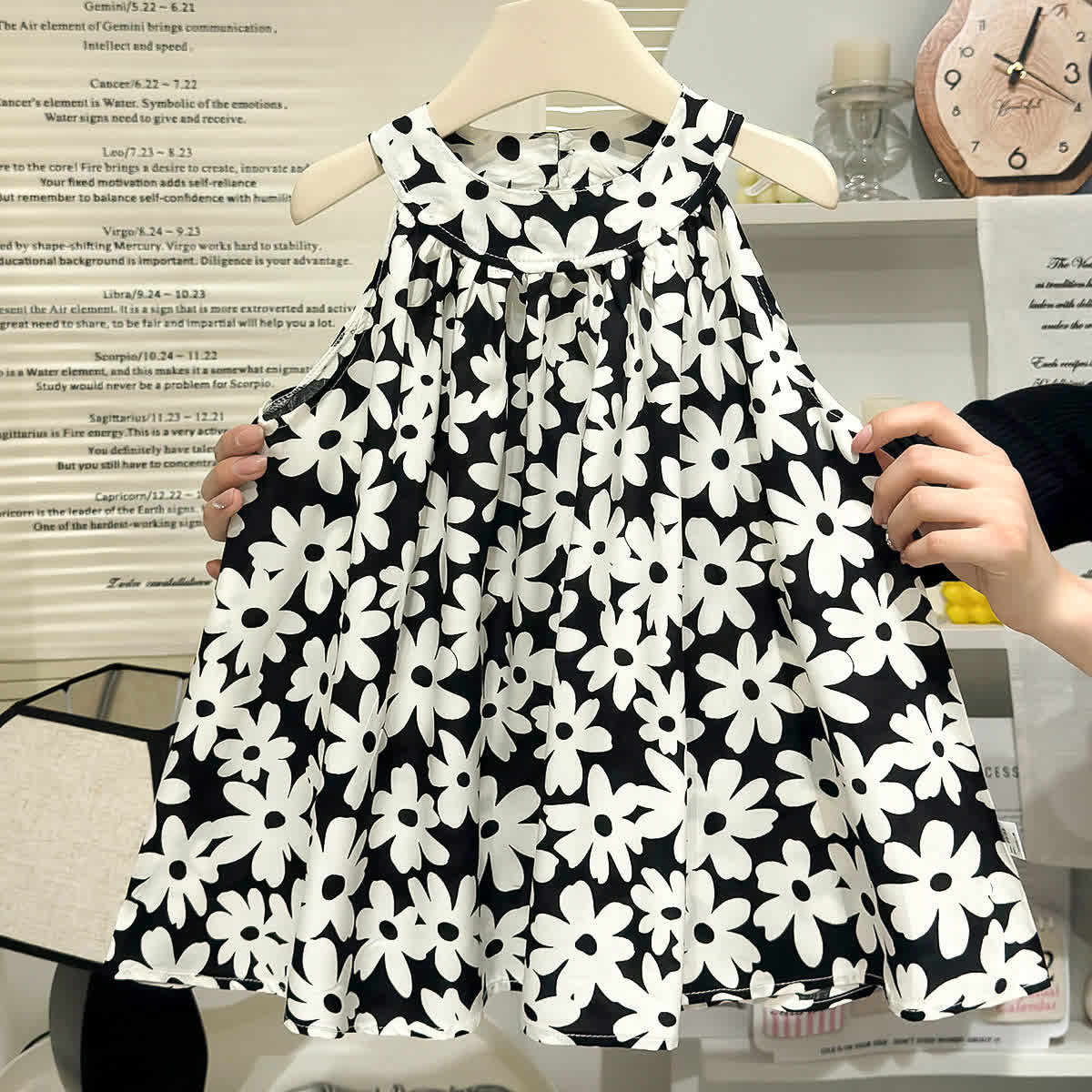 Toddler Girls Floral Print Sleeveless Dress - Black - 6-7T - image 3