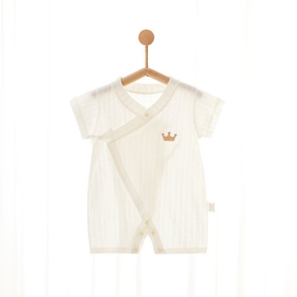Baby Animal/Crown/ Cloud Wrap Romper - Beige Crown - 1-2T - image 2