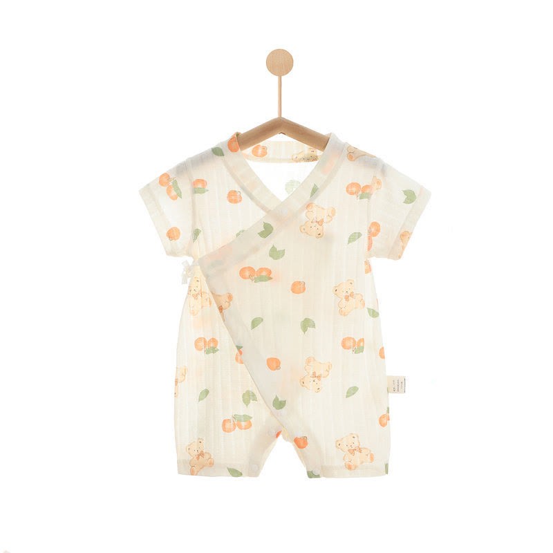 Baby Animal/Crown/ Cloud Wrap Romper - Beige Bear - 1-2T - image 5