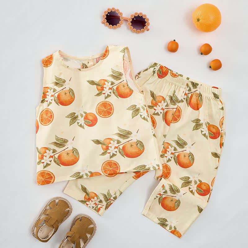 Baby Toddler Orange Sleeveless 2-piece Set - Orange - 5-7T - image 1