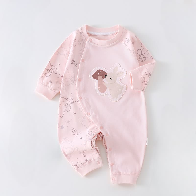 Baby Rabbit/Leopard Patch Romper - Pink Rabbit - 12-18M - image 4