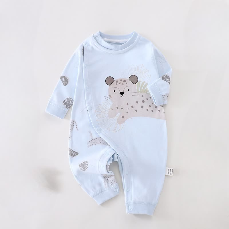 Baby Rabbit/Leopard Patch Romper - Blue Leopard - 12-18M - image 3