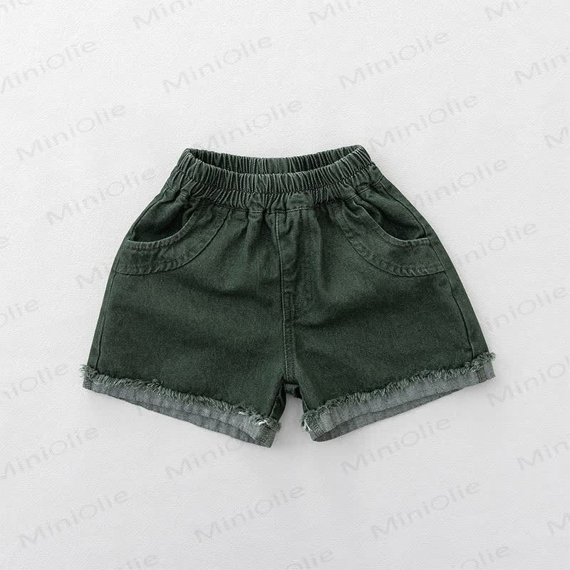 Toddler Washed Cotton Solid Color Shorts - Green - 6-7T - image 2