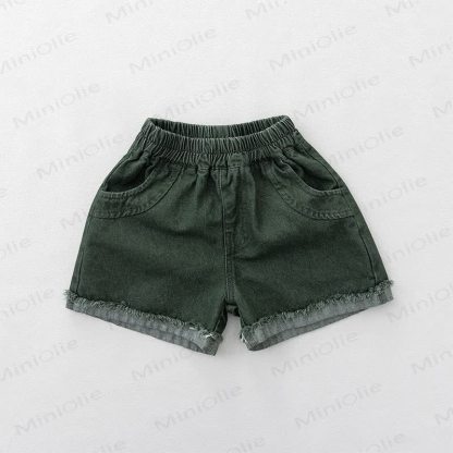 Toddler Washed Cotton Solid Color Shorts - Green - 6-7T - image 2