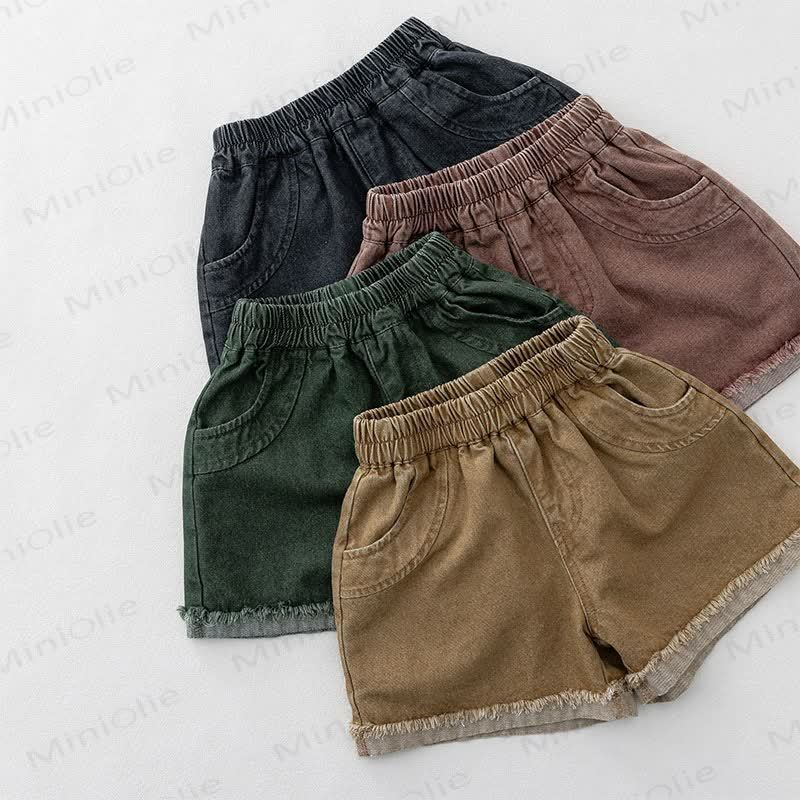 Toddler Washed Cotton Solid Color Shorts - image 1