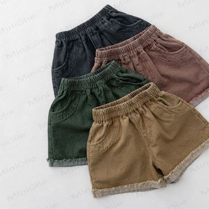 Toddler Washed Cotton Solid Color Shorts - image 1