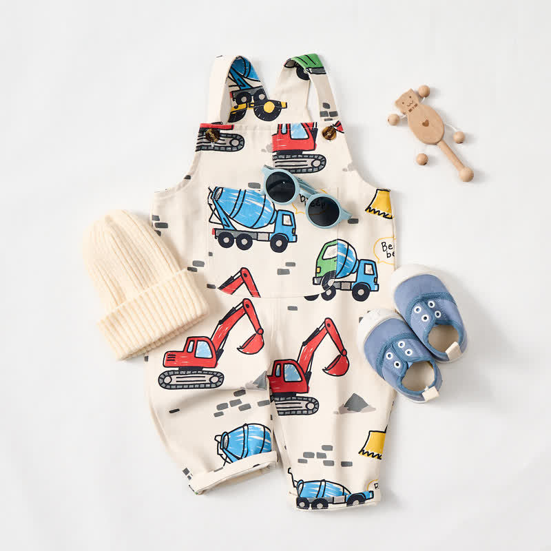 Baby Toddler Excavator Beige Pocket Overalls - image 2