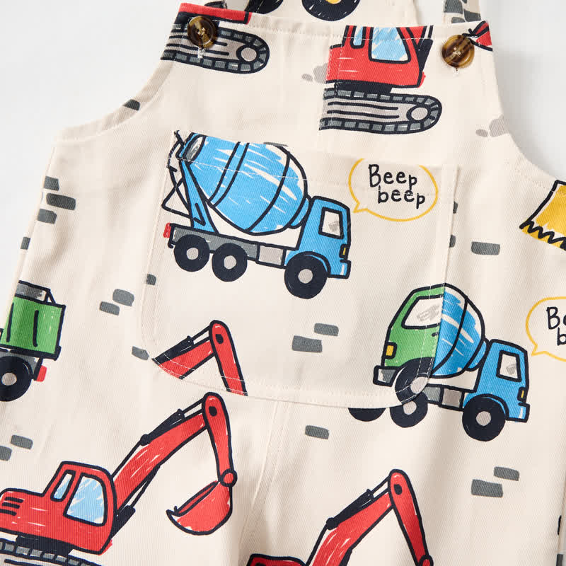 Baby Toddler Excavator Beige Pocket Overalls - image 4