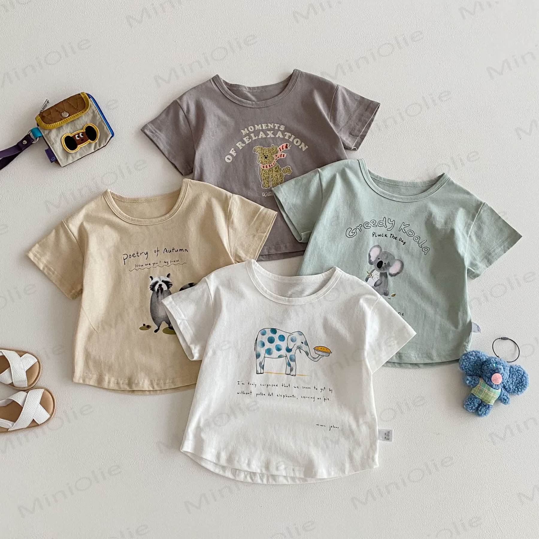 Toddler Cotton Solid Color Animals Print Tee - image 1