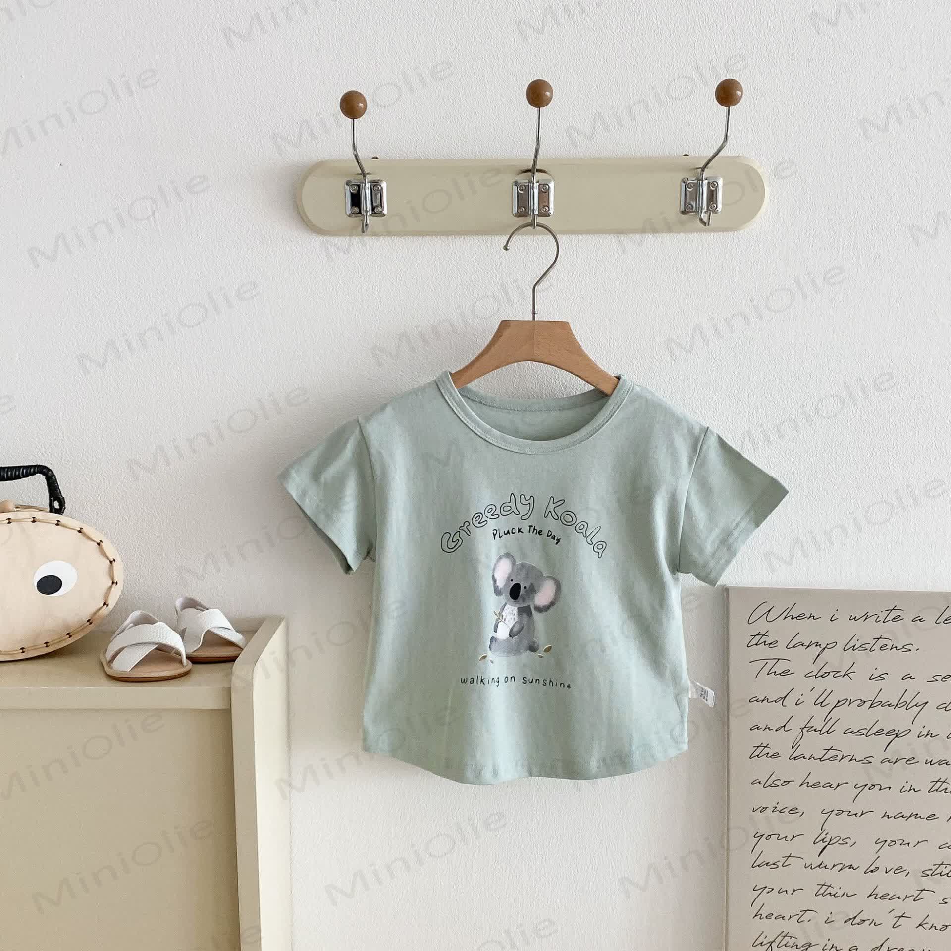 Toddler Cotton Solid Color Animals Print Tee - Green - 6-7T - image 3