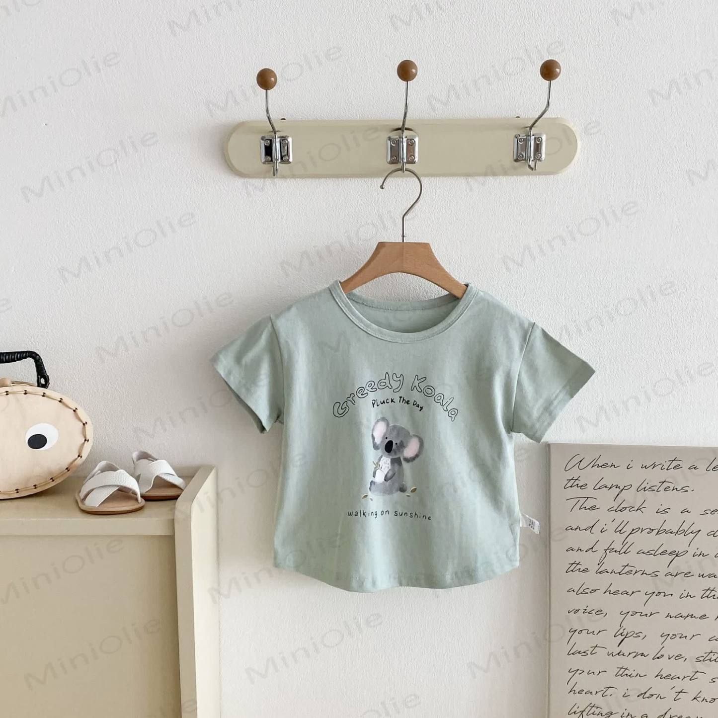 Toddler Cotton Solid Color Animals Print Tee - Green - 6-7T - image 3