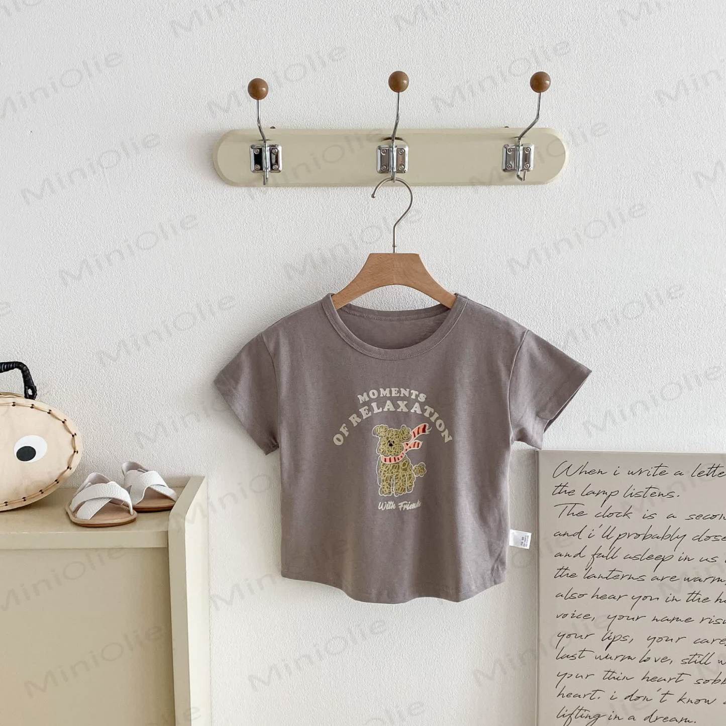 Toddler Cotton Solid Color Animals Print Tee - Grey - 6-7T - image 4