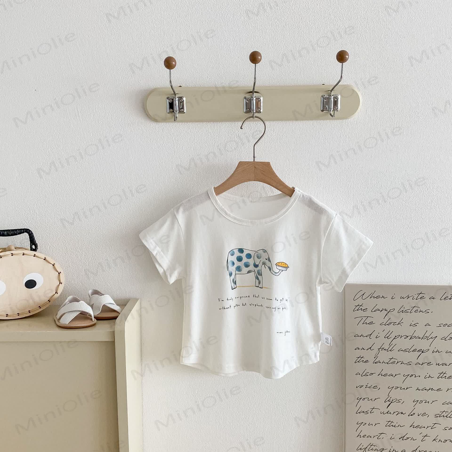 Toddler Cotton Solid Color Animals Print Tee - White - 6-7T - image 5