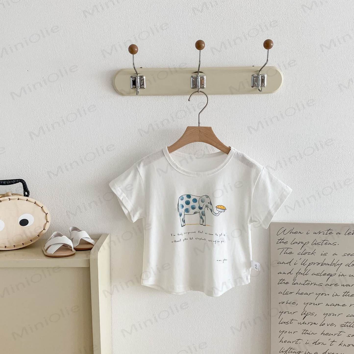 Toddler Cotton Solid Color Animals Print Tee - White - 6-7T - image 5