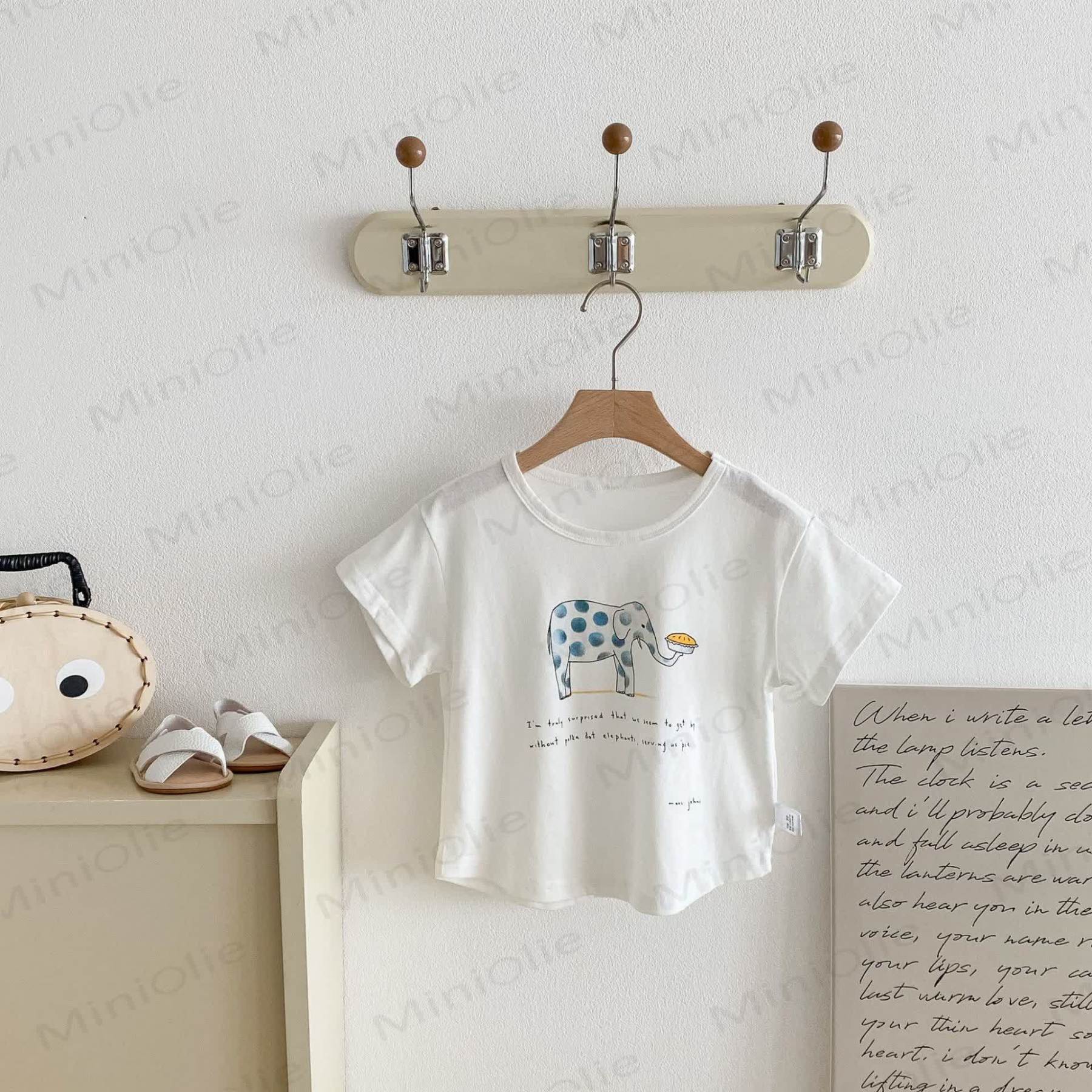 Toddler Cotton Solid Color Animals Print Tee - White - 6-7T - image 5
