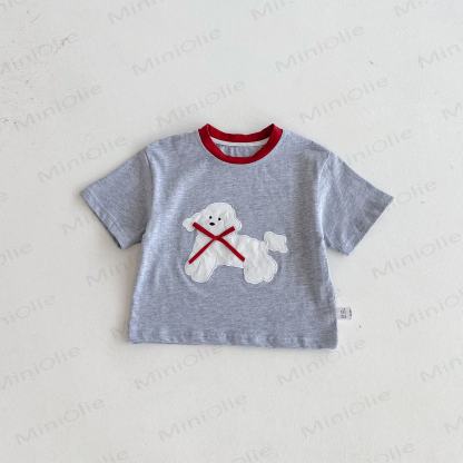 Toddler Cotton Solid Color Animals Print Tee - Purple - 6-7T - image 6