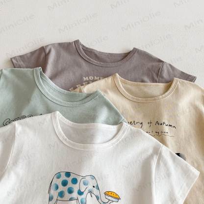 Toddler Cotton Solid Color Animals Print Tee - image 9