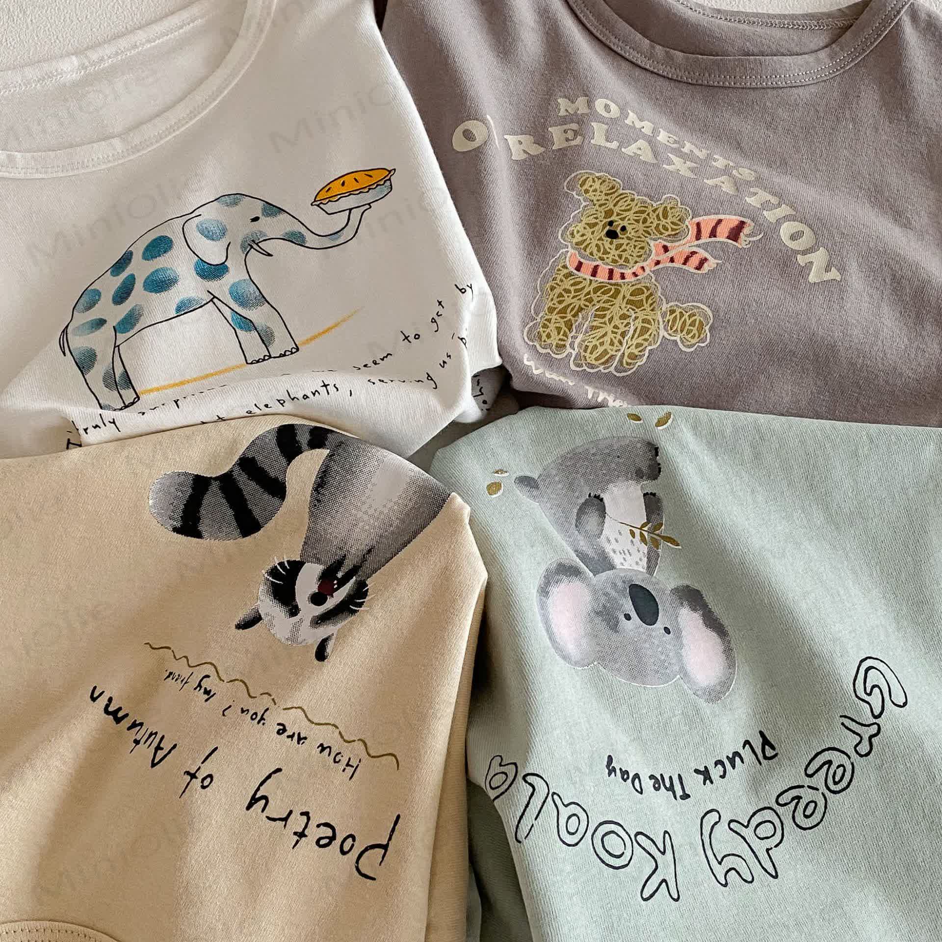 Toddler Cotton Solid Color Animals Print Tee - image 8