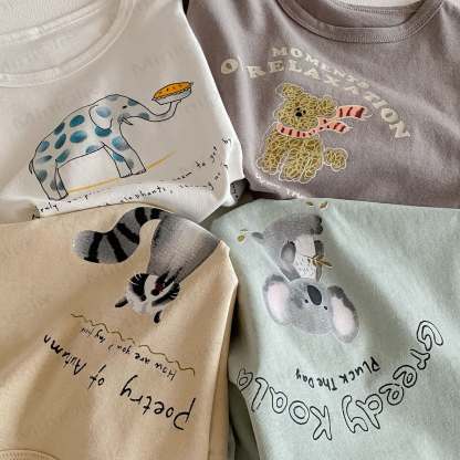 Toddler Cotton Solid Color Animals Print Tee - image 8