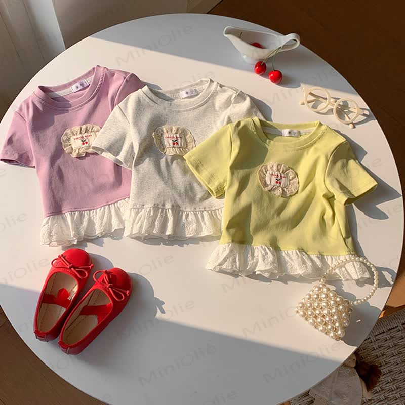 Toddler Girls Cherry Print Lace Cotton Tank Top - image 1