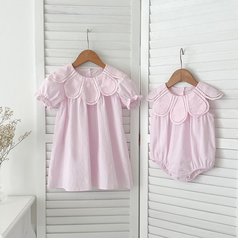 Baby Girls Solid Color Lace Dress/ Bodysuit - image 1