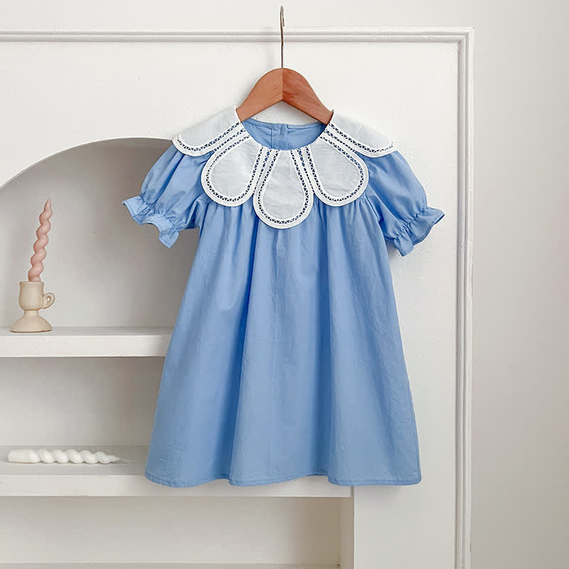 Baby Girls Solid Color Lace Dress/ Bodysuit - Blue Dress - Dress: 6-7T - image 4