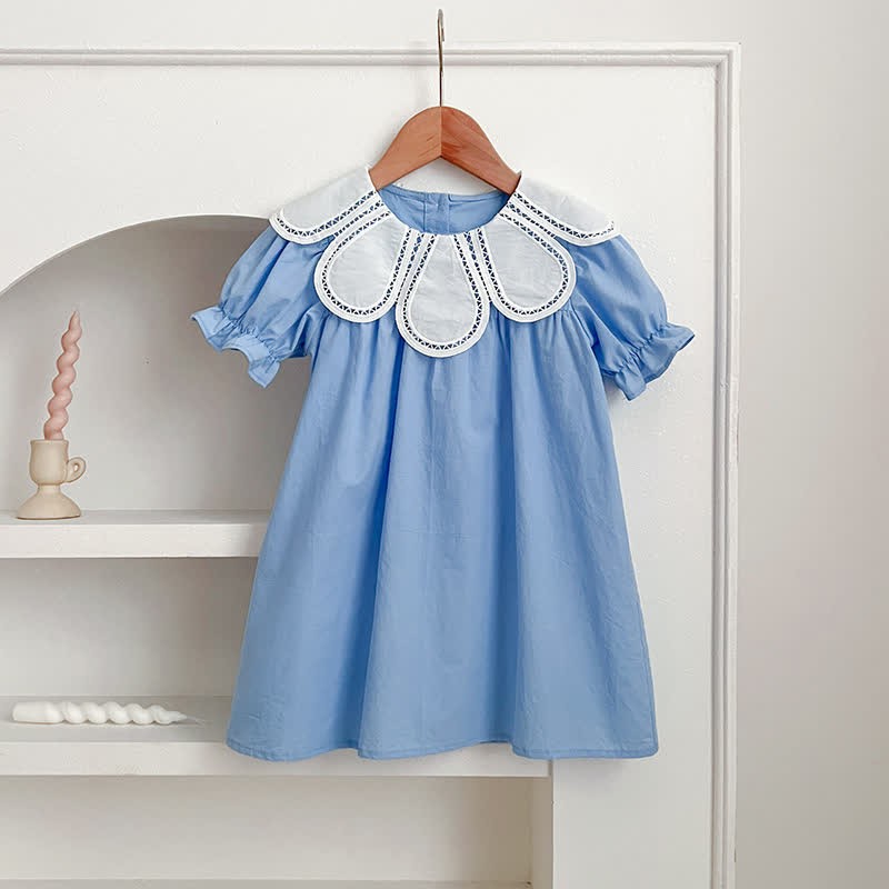 Baby Girls Solid Color Lace Dress/ Bodysuit - Blue Dress - Dress: 6-7T - image 4
