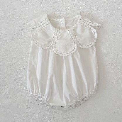 Baby Girls Solid Color Lace Dress/ Bodysuit - White Romper - Romper: 18-24M - image 7