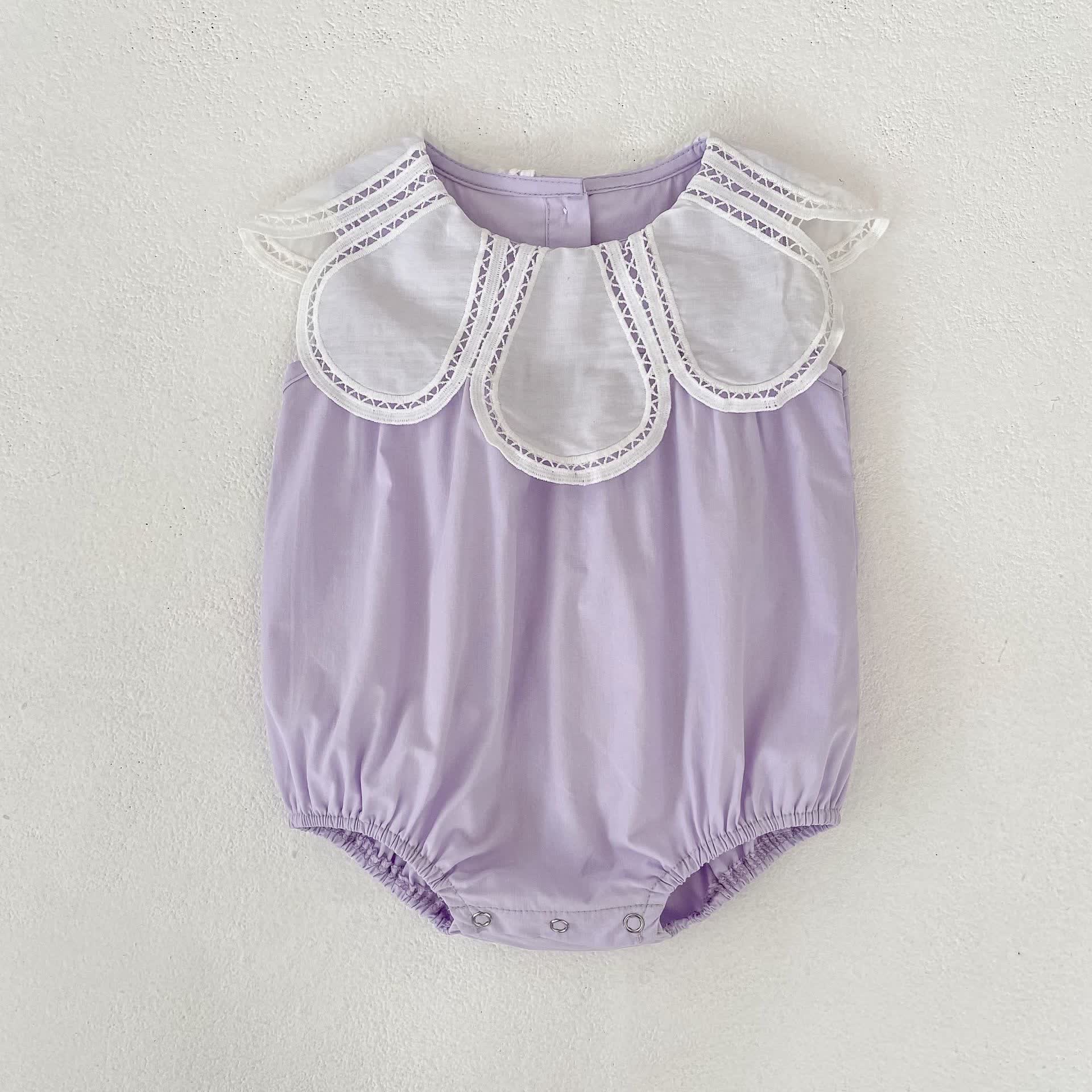 Baby Girls Solid Color Lace Dress/ Bodysuit - Purple Romper - Romper: 18-24M - image 9