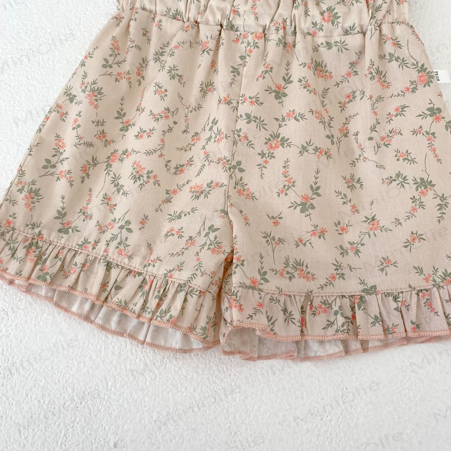 Baby Girls Ruffle Cotton Tank Top and Floral Shorts Set - image 8