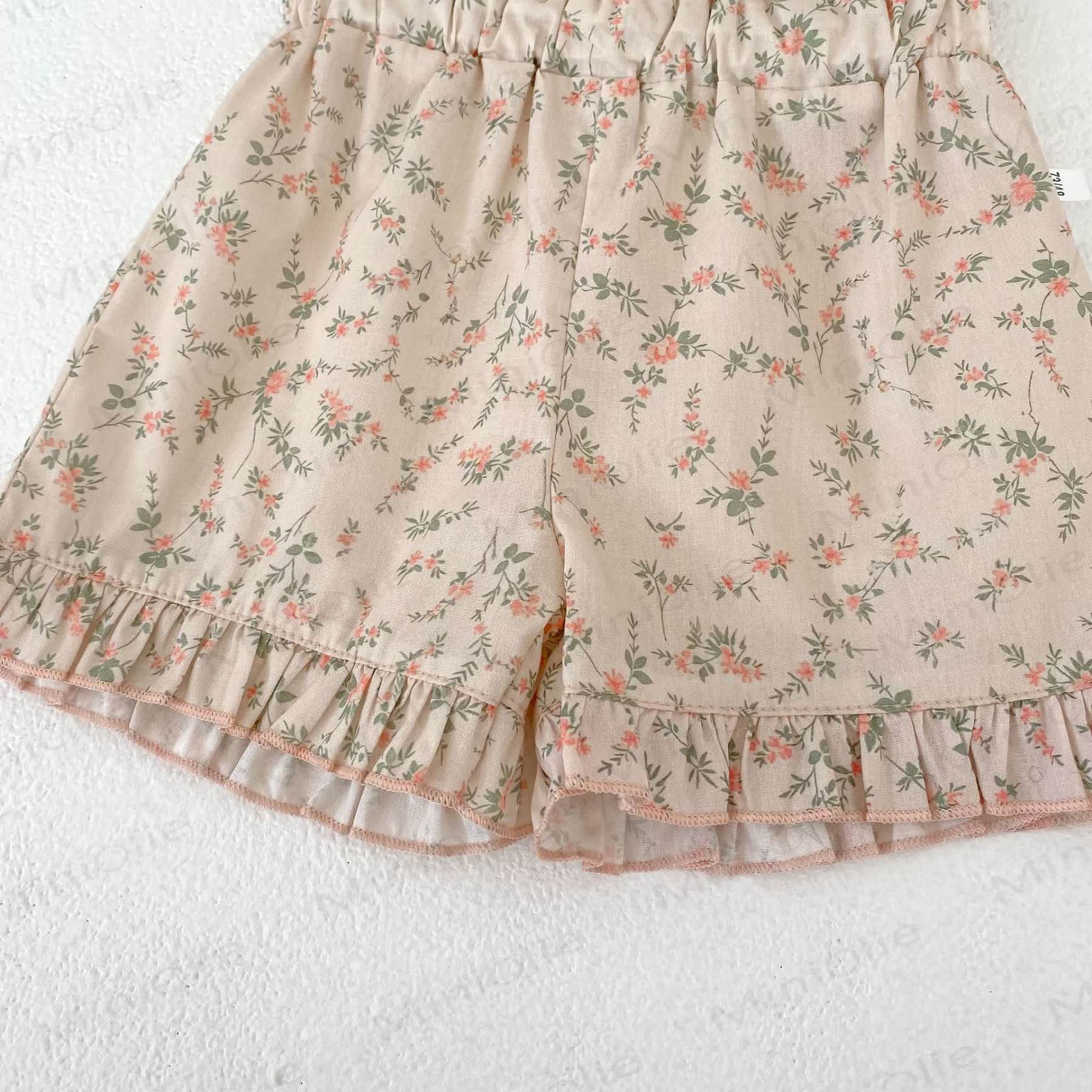 Baby Girls Ruffle Cotton Tank Top and Floral Shorts Set - image 8