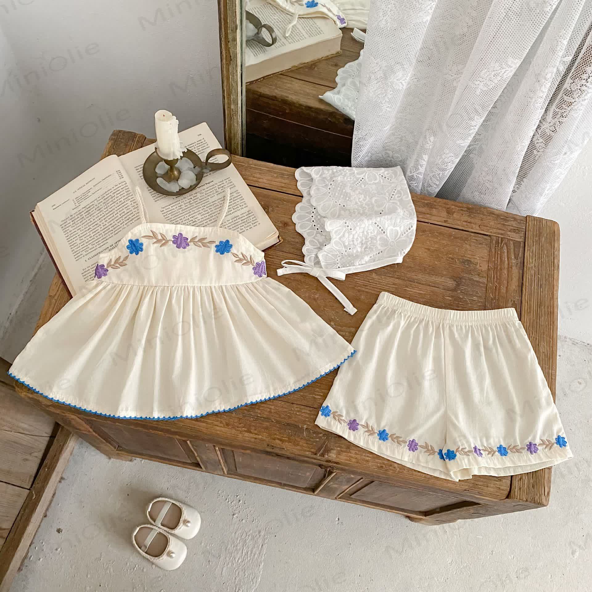 Baby Floral Cotton Tank Top and Shorts Set - image 1