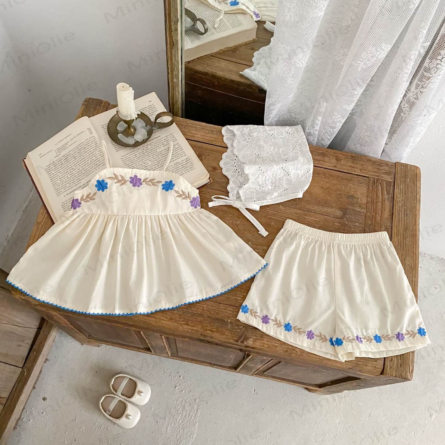 Baby Floral Cotton Tank Top and Shorts Set - image 1