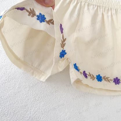 Baby Floral Cotton Tank Top and Shorts Set - image 9