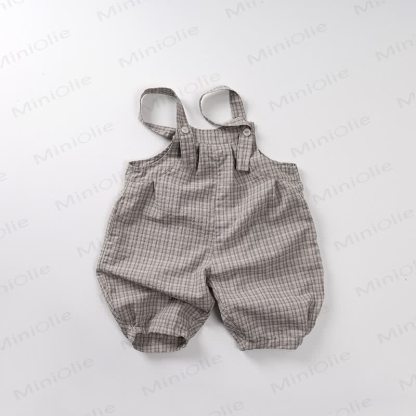 Toddler Cotton Vintage Stripe Plaid Overall - Khaki - 6-7T - image 2