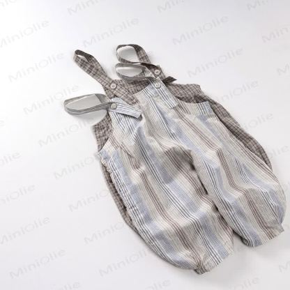 Toddler Cotton Vintage Stripe Plaid Overall - image 1