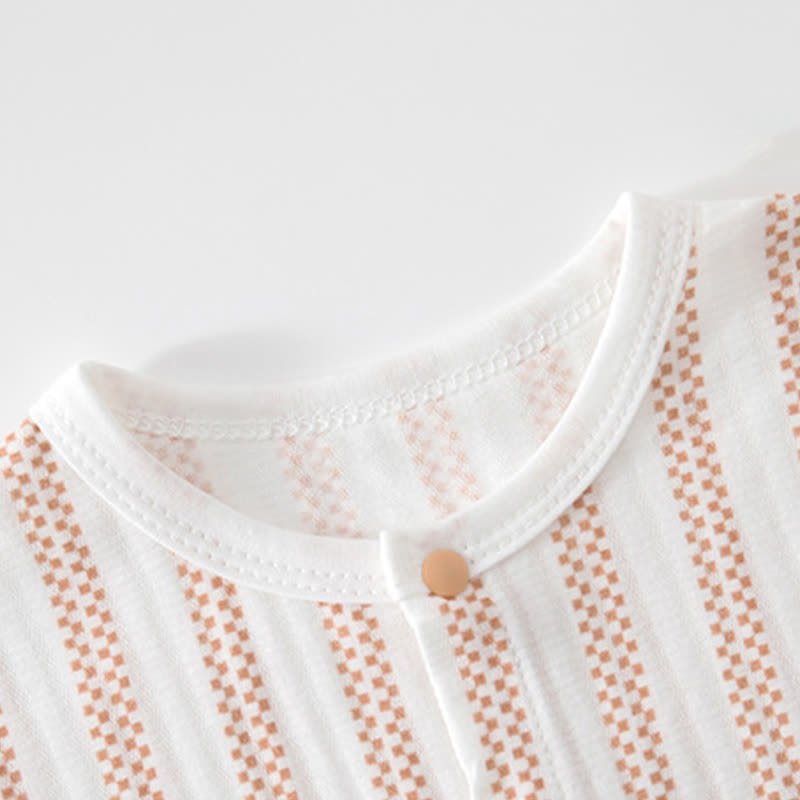 Baby Beige/Gray Summer Striped Romper - image 4