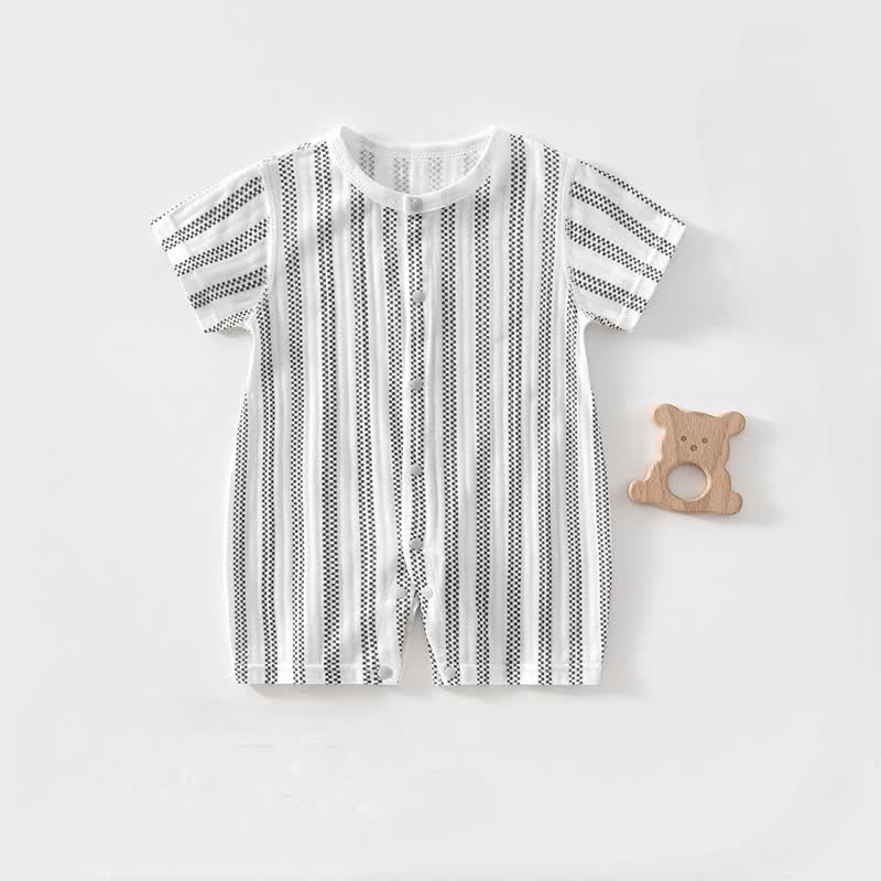 Baby Beige/Gray Summer Striped Romper - Gray - 18-24M - image 2