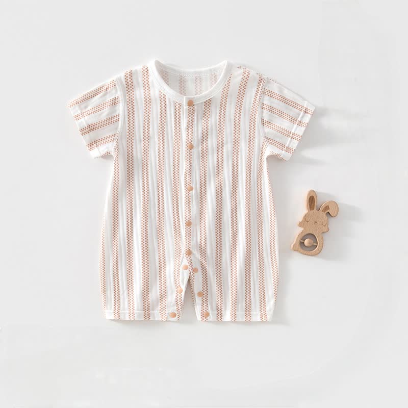 Baby Beige/Gray Summer Striped Romper - Beige - 18-24M - image 1