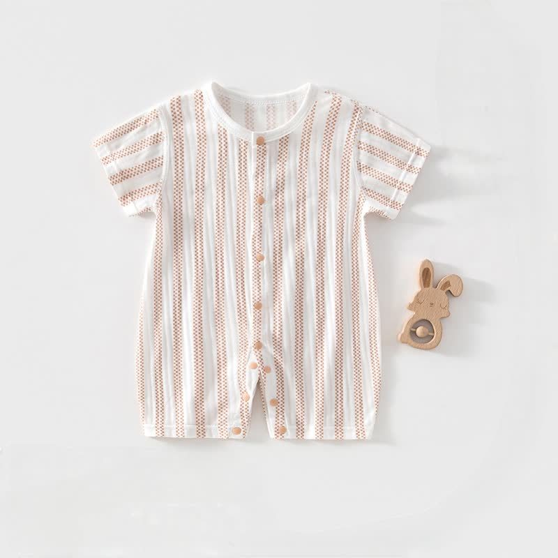 Baby Beige/Gray Summer Striped Romper - Beige - 18-24M - image 1