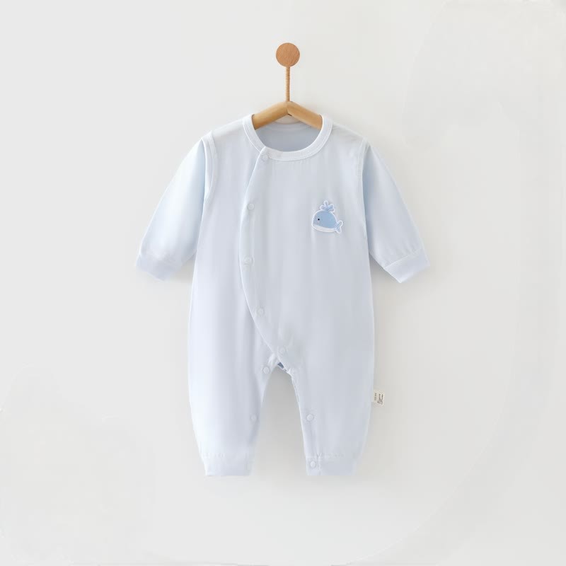 Baby Animal/Flower Solid Color Romper - Blue - 12-24M - image 3