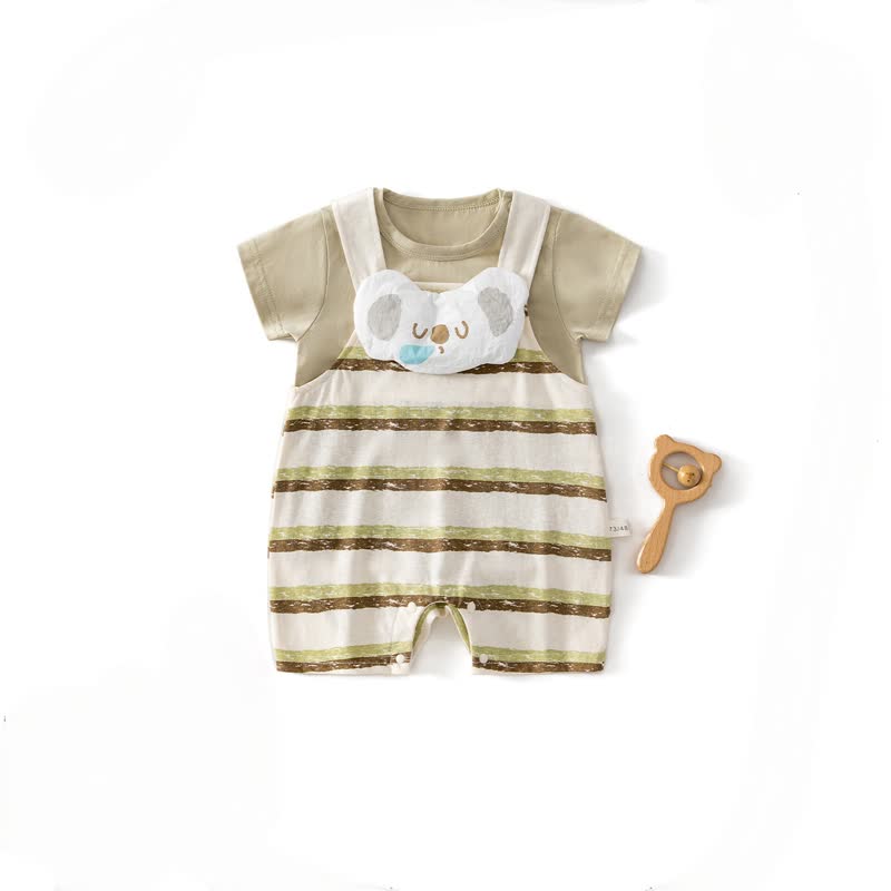 Baby Sleeping Koala Striped Overalls and Tee 2-piece Set - Green - 12-18M - image 2