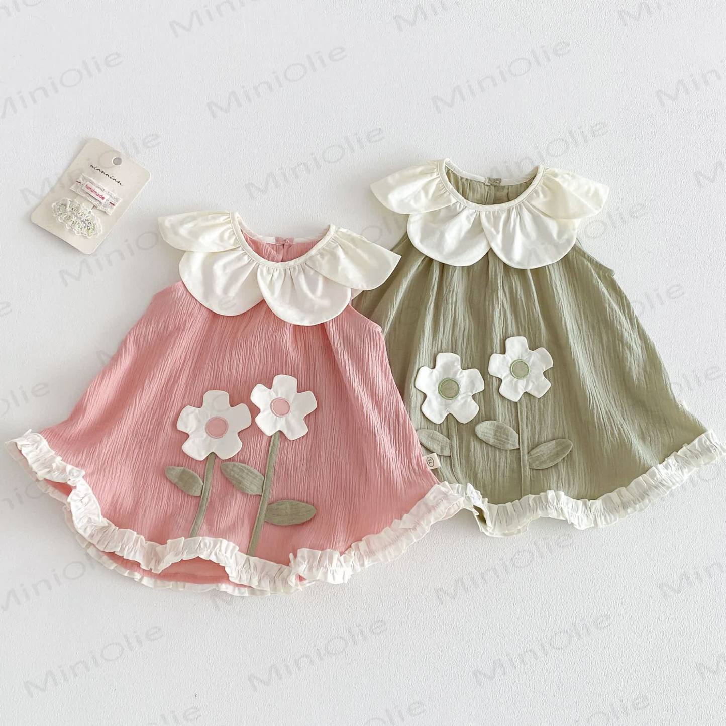 Toddler Girls Petal Collar Floral Sleeveless Dress - image 1