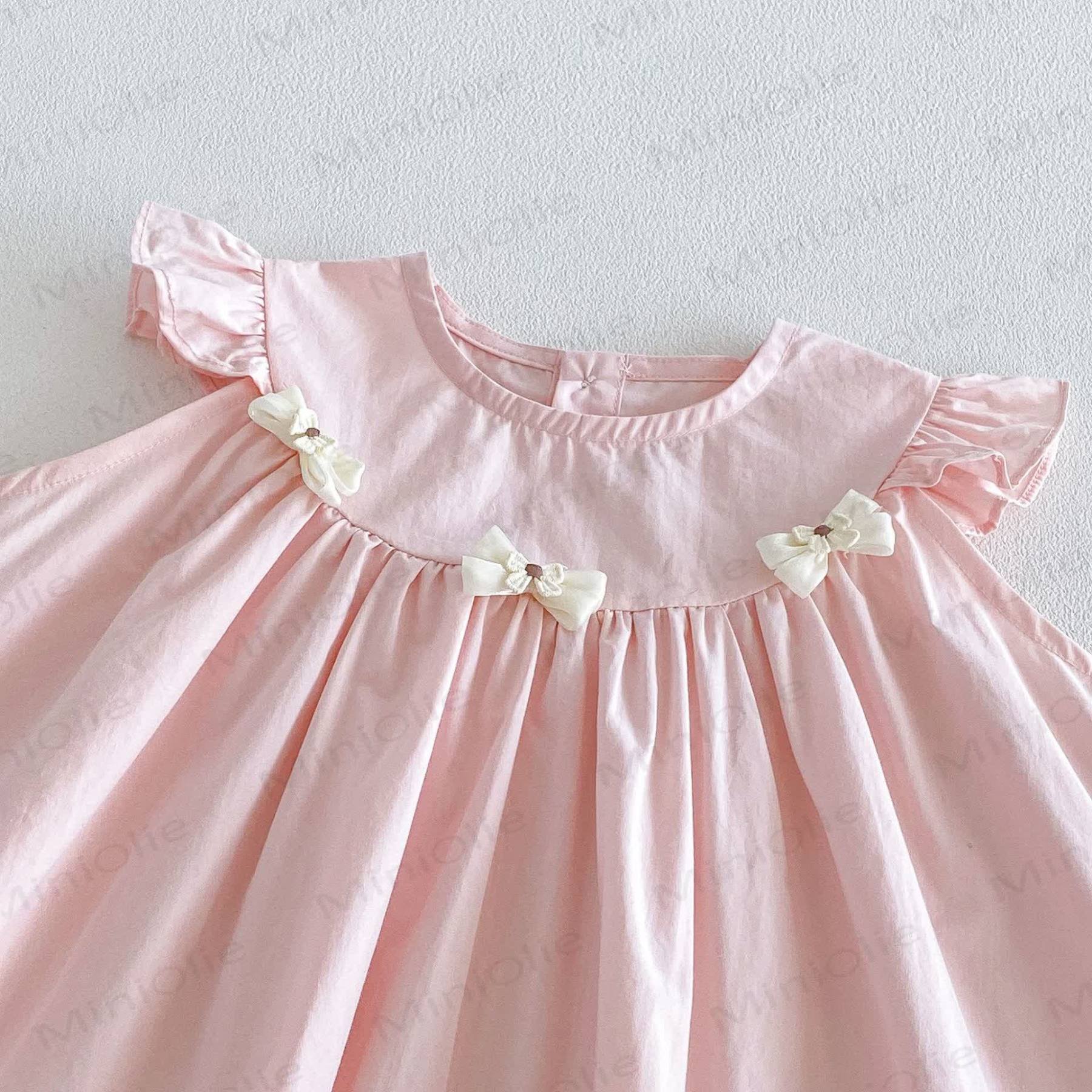 Baby Girls Ruffle Sleeveless Bow Solid Color Dress - image 5