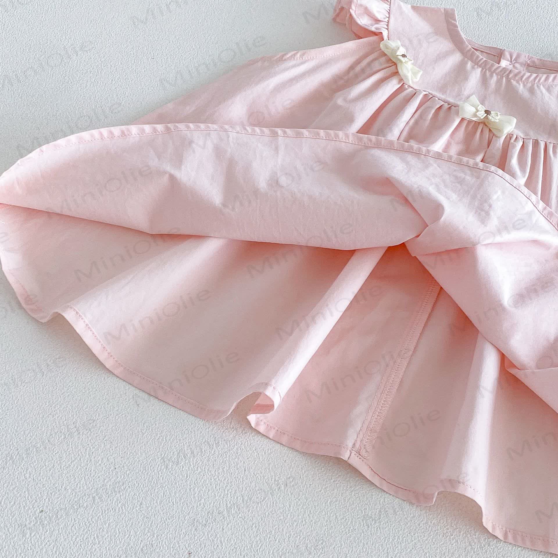Baby Girls Ruffle Sleeveless Bow Solid Color Dress - image 9