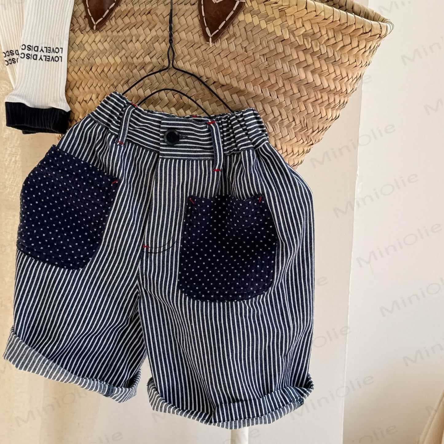 Toddler Striped Polka Dot Shorts - Navy - 6-7T - image 3
