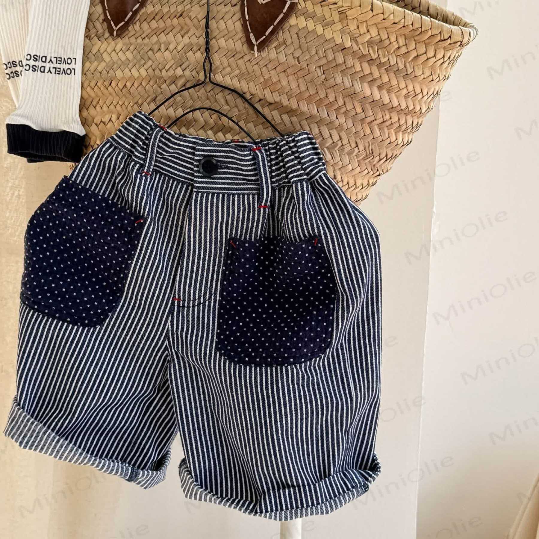 Toddler Striped Polka Dot Shorts - Navy - 6-7T - image 3